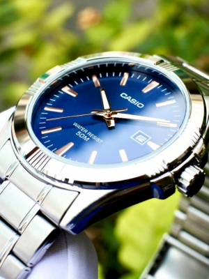 Наручний годинник Casio MTP-1308D-2AVDF Синій сталевий із золотистим Сasual - зображення 8