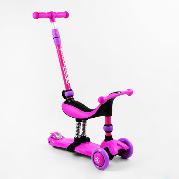 Самокат-велобег 3в1 трехколесный Best Scooter, колеса PU со светом, амортизаторы, родительская ручка. Violet (105656) 