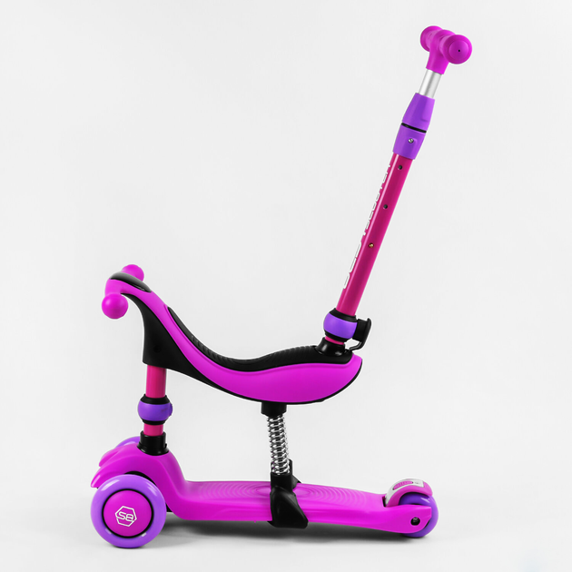 Самокат-велобег 3в1 трехколесный Best Scooter, колеса PU со светом, амортизаторы, родительская ручка. Violet (105656) 