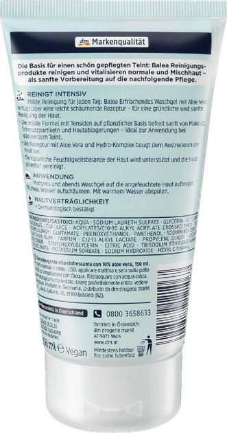 Гель для умывания с алое вера Balea Wasch gel Erfrischendes mit Aloe Vera , 150 мл - изображение 3