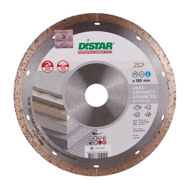 Круг алмазный отрезной 1A1R 180x1,4x8,5x25,4 Hard ceramics Advanced - изображение 5