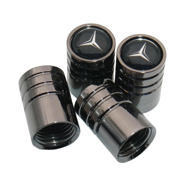 Набір ковпачків на ніпель для автомобіля Mercedes SUNROZ Caps Long Black Мерседес 4 штуки (A-67105) - зображення 3