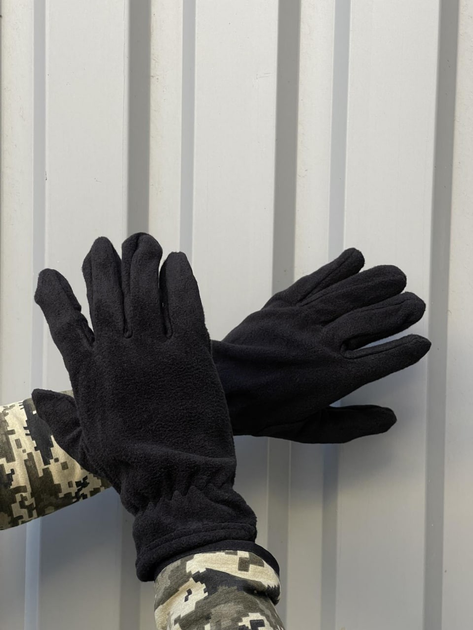 Чоловічі зимові рукавички на флісі Kreminna теплі військові чорні - зображення 1