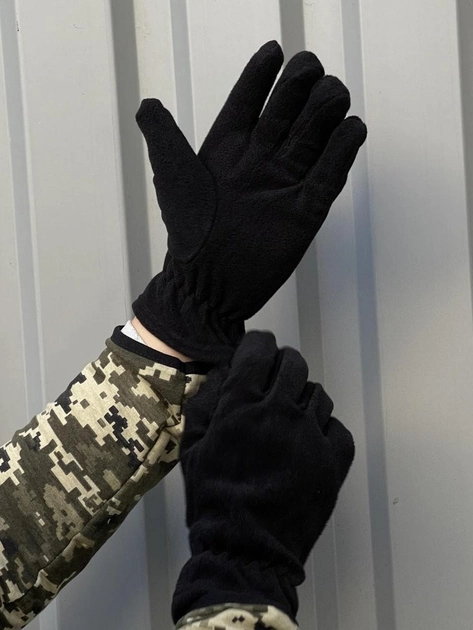Мужские зимние перчатки на флисе Kreminna теплые военные Чорные - изображение 2