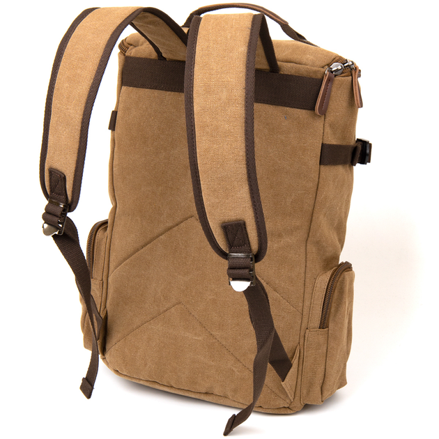 Текстильный рюкзак в дорогу унисекс с ручками VINTAGE Backpack 20664 Песочный 