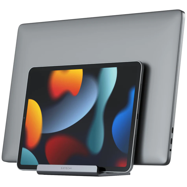 Вертикальная подставка Satechi Aluminum Dual Vertical Laptop Stand for iPad/MacBook, Space Gray (ST-ADVSM) - Фото 1 Вертикальная подставка Satechi Aluminum Dual Vertical Laptop Stand for iPad/MacBook, Space Gray (ST-ADVSM) - изображение 1