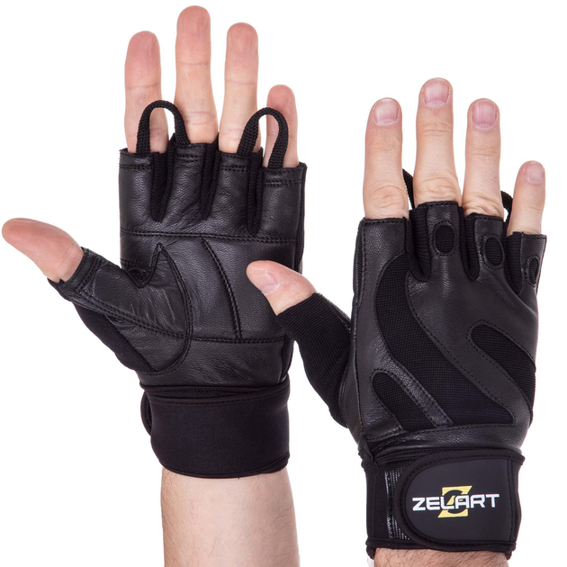 Перчатки многоцелевые тактичиские кожаные Zelart SB-161064 размер L черный - изображение 1