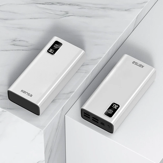 Зовнішній акумулятор повербанк Power Kensa KP-54 30000mAh | 4USB 5 В/2.1 А | White - зображення 5