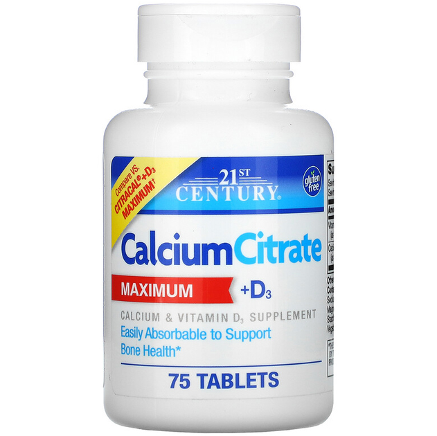 Цитрат кальция 21st Century "Calcium Citrate Maximum + D3" с витамином ...
