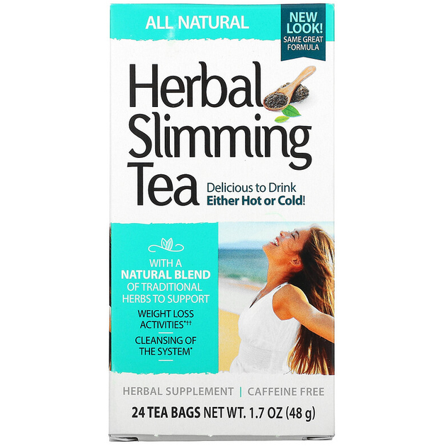 Трав'яний чай для схуднення 21st Century "Herbal Slimming Tea" натуральний без кофеїну з сінною (24 пакетики / 48 г) - зображення 1