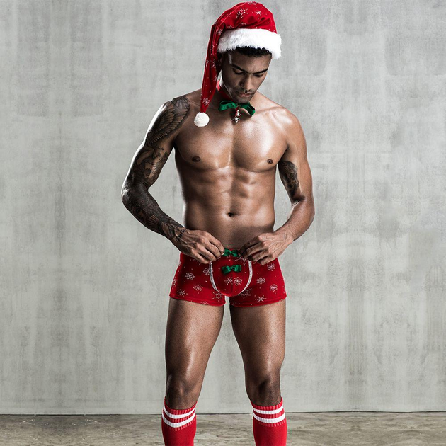 Сексуальная мускулистый мужчина в форме Санта. Рождество Новый год.