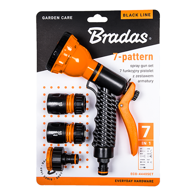 Пістолет для поливу Bradas, 7 режимів, BLACK LINE, ECO-4440SET - зображення 2