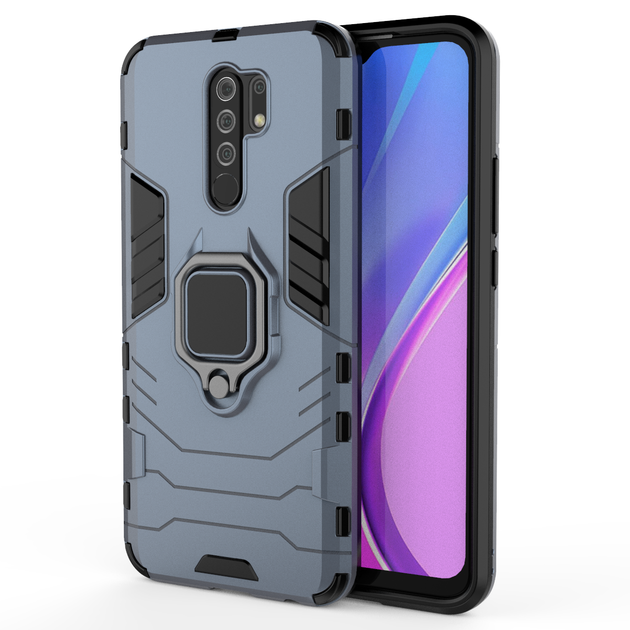 Чехол Iron Ring для Xiaomi Redmi 9 бронированный бампер Dark Blue - изображение 3