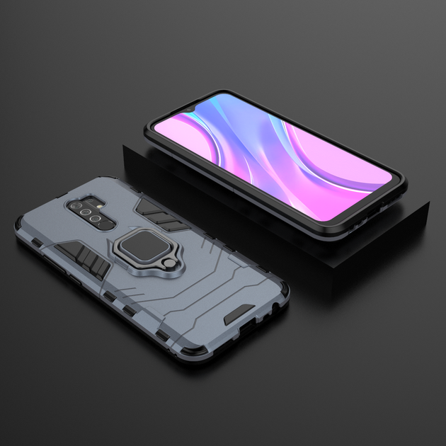Чехол Iron Ring для Xiaomi Redmi 9 бронированный бампер Dark Blue - изображение 5