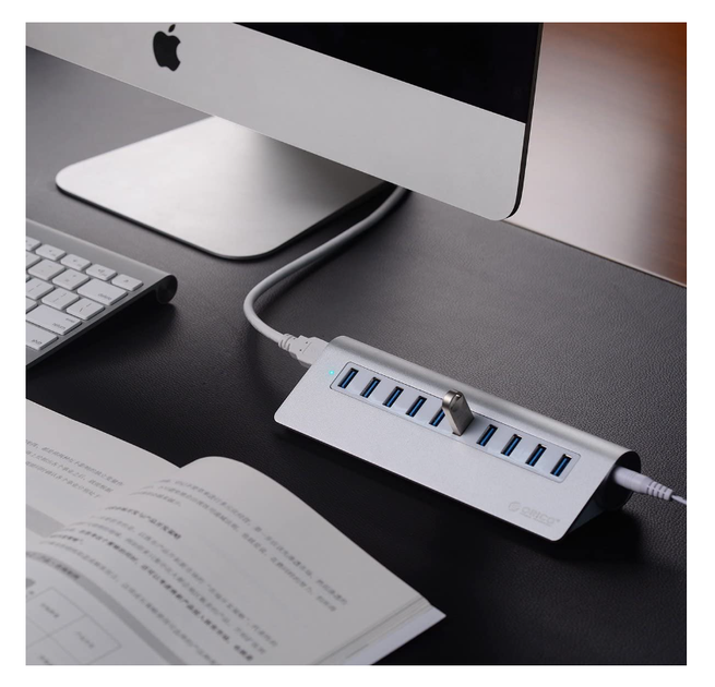 USB хаб Orico M3H10 USB 3.0 10 портів з блоком живлення hub концентратор алюмінієвий - зображення 7