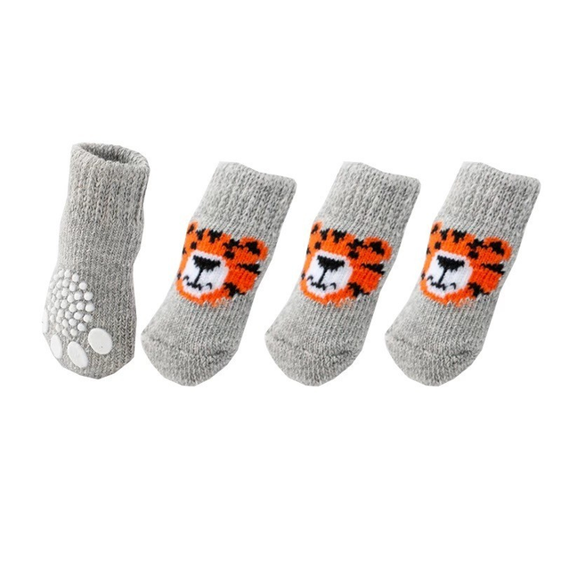 Носки с антискольжением для собак хлопок "Gray Tiger" Size М от ...
