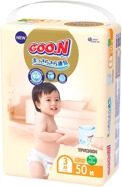 Трусики-підгузки Goo.N Premium Soft розмір 3 М 7-12 кг унісекс 50 шт. (863227) (4902011862270) - зображення 2