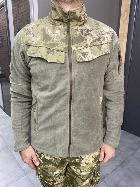 Армейская Кофта флисовая WOLFTRAP, теплая, размер XXL, Оливковый, Камуфляжные вставки на рукава, плечи, кармани - изображение 1