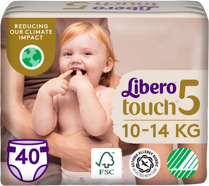 Подгузники Libero Touch 10-14 кг Размер 5 40 шт (7322541750231) - изображение 1