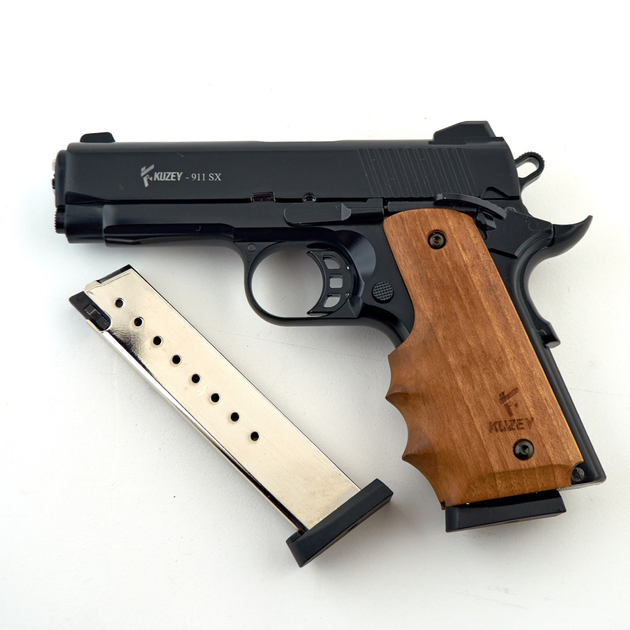 Стартовый сигнальный пистолет Kuzey 911 SX Black/Wooden калибр 9 мм. с дополнительным магазином - изображение 1