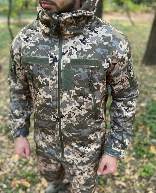 Тактическая куртка софт шелл пиксель военная р 48 - изображение 2