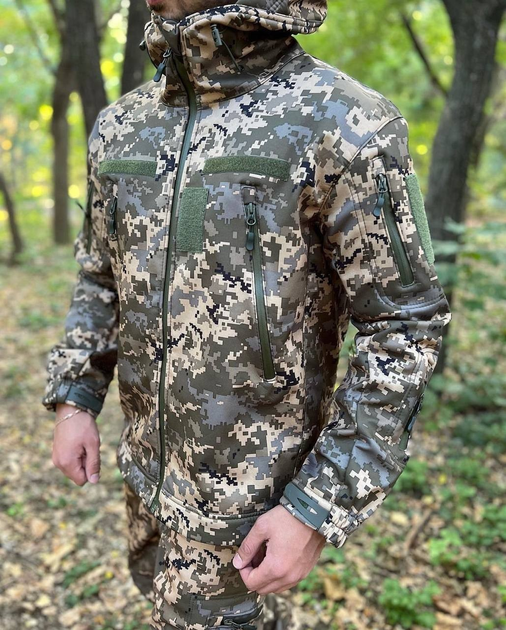 Тактична куртка софт шел піксель військова ЗСУ р 50 - зображення 1