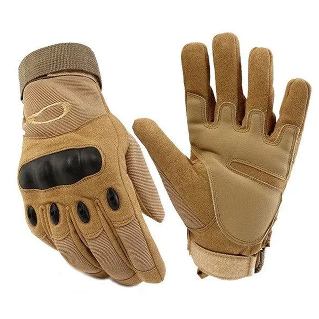 Універсальні тактичні повнопалі рукавички розмір XL з захистом на кісточки (Койот) - зображення 1