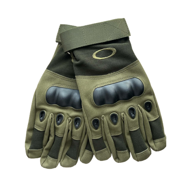 Универсальные тактические перчатки размер M полнопалые с защитой на косточки (Олива) - изображение 1