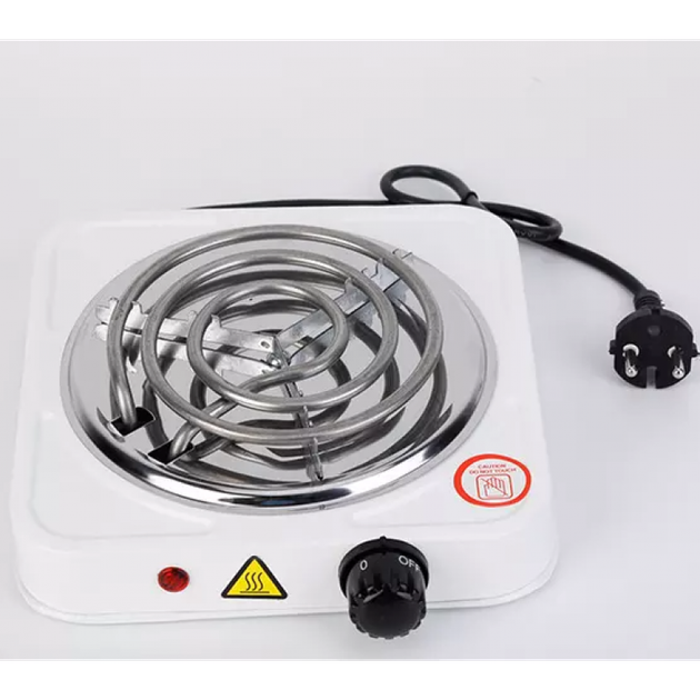 Електрична настільна плита Hot Plate JX-1010B 1000 Вт переносна спіральна варильна панель на 1 конфорку 15.5 см з терморегулятором живлення від мережі Біла - зображення 2
