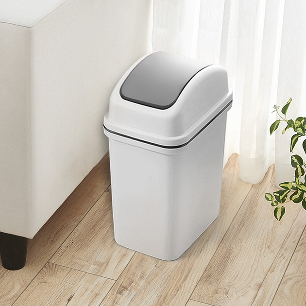 Ведро для мусора MVM с крышкой BIN-12 15 л Серое (BIN-12 15L GRAY) – в ...