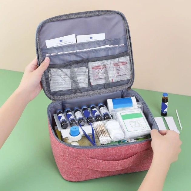 Аптечка сумка органайзер для медикаментів для подорожей для дому 25х22х12 см (473522-Prob) Бузковий - зображення 2