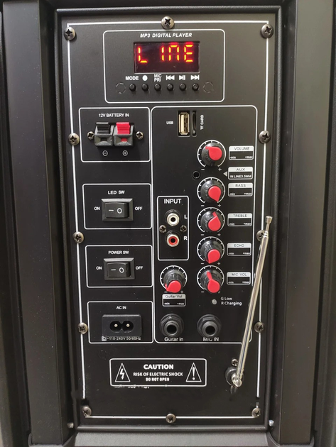 Колонка SU-Kam PARTYBOX-1010 + два мікрофони і BT підтримка USB/TF/AUX/MICROPHONE з підсвічуванням Чорна (11480) - зображення 2