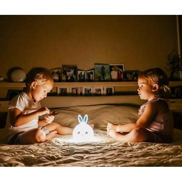 Детский светодиодный силиконовый led ночник милый зайчик RGB игрушка лампа диодный мягкий cветильник сенсорный 6 цветный аккумуляторный USB зарядкой - изображение 10