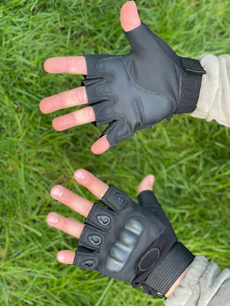 Военные тактические рукавицы без пальцев Oakley Чорные XL - изображение 1