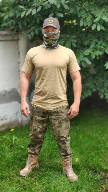 Військова футболка бавовна SINGLE SWORD койот S - зображення 1