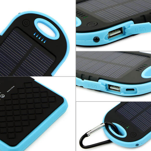 Повербанк на сонячній батареї Solar Charger 10000 mAh Power Bank вологозахищений з LED ліхтариком Блакитний - Фото 8 Повербанк на сонячній батареї Solar Charger 10000 mAh Power Bank вологозахищений з LED ліхтариком Блакитний - зображення 8