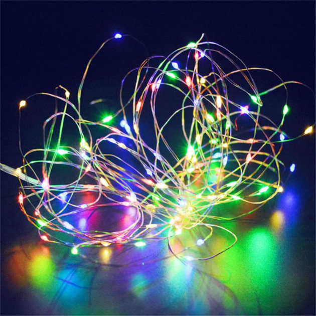 Новогодняя светодиодная гирлянда нить капли росы 100 Led на батарейках ...