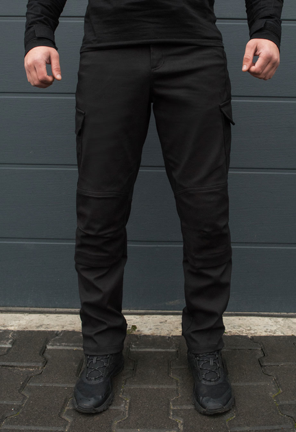 Утеплённые тактические штаны на флисе modern S black - изображение 1
