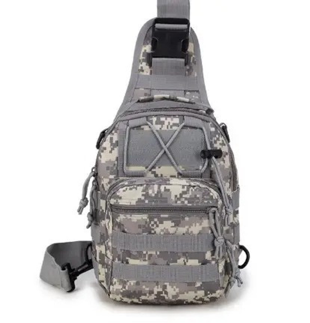 Тактическая сумка-рюкзак через плечо 6 л Пиксель серый - изображение 1