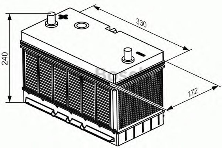Аккумулятор 105Ah-12v BOSCH T3052 330x172x240 ,L,EN800 клеммы тонкие по ...