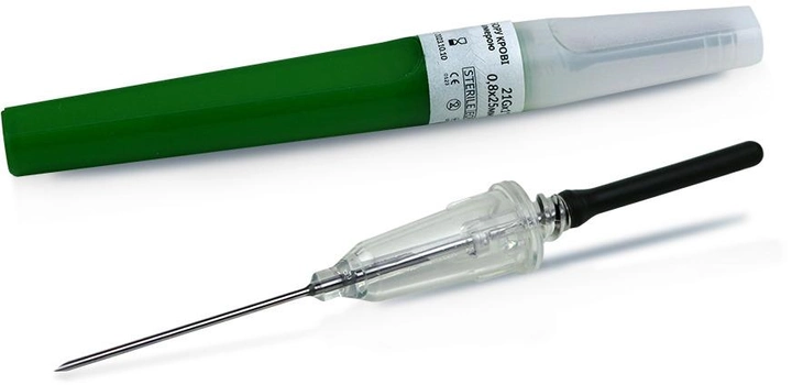 Голка для забору крові Eximlab з візуальною камерою 21Gx1" (0.8x25 мм), стерильна, колір зелений 100 шт (70100204) - зображення 2