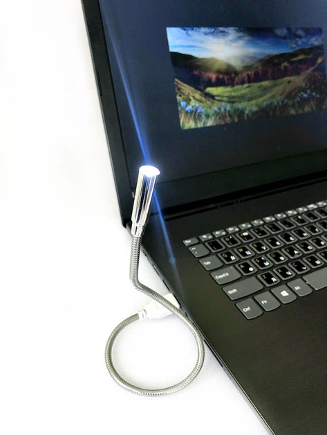 Фонарик гибкий металлический USB LED лампа 32см подсветка для ноутбука ...