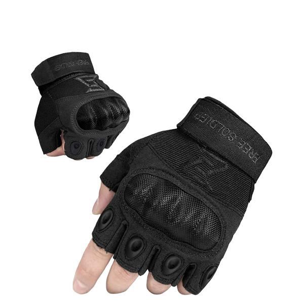 Тактичні рукавиці Free Soldier Black відкриті (XL) - зображення 1
