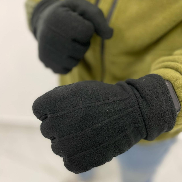 Перчатки флисовые теплые черные перчатки тактические - изображение 1