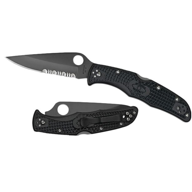 Нож Spyderco Endura 4 Black, полусерейтор - зображення 1