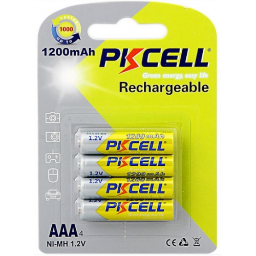 Акумулятор PKCELL 1.2V AAA 1200mAh NiMH Rechargeable Battery, 4 штуки в блістері ціна за блістер, Q12 - Фото 1 Акумулятор PKCELL 1.2V AAA 1200mAh NiMH Rechargeable Battery, 4 штуки в блістері ціна за блістер, Q12 - изображение 1