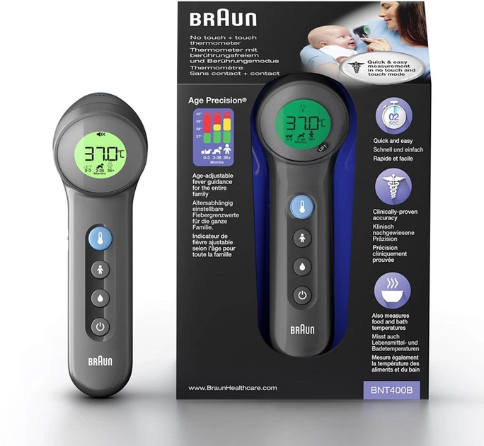 Безконтактний інфрачервоний термометр Braun чорний (BNT400) (4022167204004) (955555916440173) - Уцінка - зображення 4