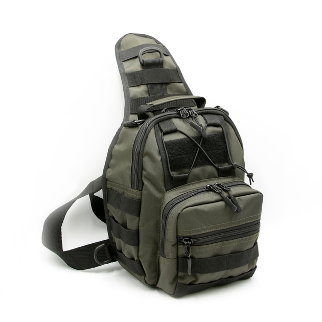 Тактична сумка-слінг плечова, однолямочний рюкзак, барсетка колір олива через плече, нагрудний однолямний з кордури - зображення 1