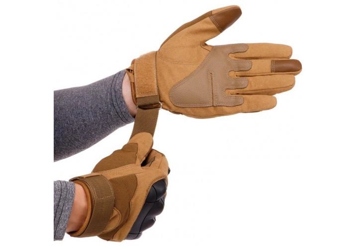 Тактичні рукавиці T-Gloves койот розмір L (повнопалі воєнні з закритими пальцями осінь-зима для воєнних ЗСУ) EFTGBR11 - зображення 2