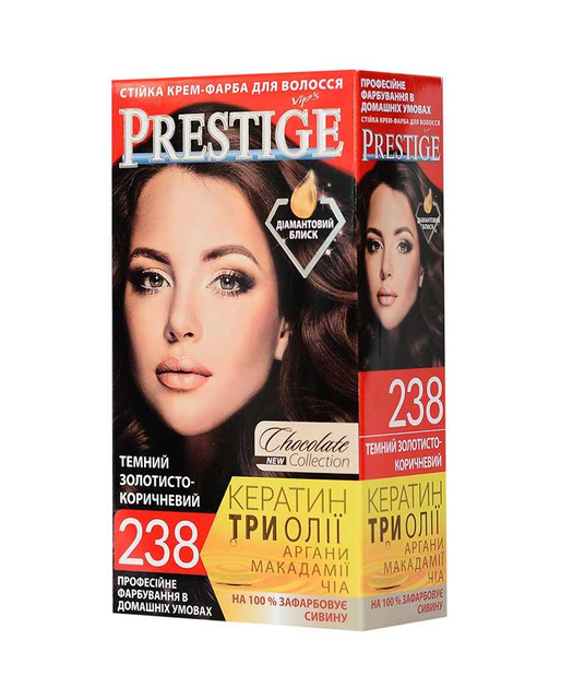 Стойкая крем краска для волос Prestige 238 Темный золотисто коричневый ...